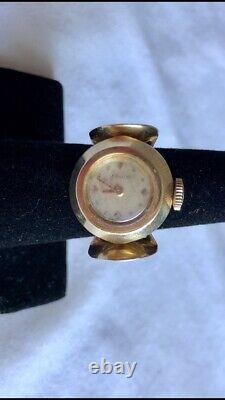 Jaeger-lecoultre? Vintage Lecoultre Ring Watch En 14k Gold Antique Taille 7