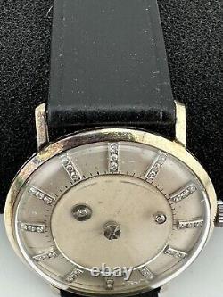 LeCoultre Galaxy Diamond Mystery Dial Montre Vintage à remontage manuel en or blanc 14 carats