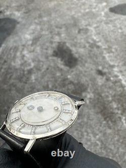 LeCoultre Galaxy Diamond Mystery Dial Montre Vintage à remontage manuel en or blanc 14 carats