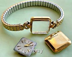 Montre Jaeger Lecoultre JL pour dames en or jaune 18 carats avec bracelet ancien mcm carré
