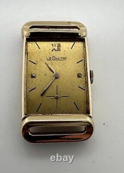 Montre LeCoultre en or jaune 14 carats pour homme avec attaches fantaisie en cours de fonctionnement, besoin d'un cristal