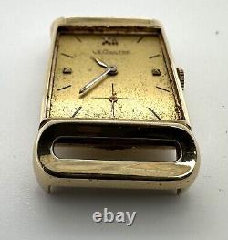 Montre LeCoultre en or jaune 14 carats pour homme avec attaches fantaisie en cours de fonctionnement, besoin d'un cristal