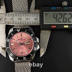 Montre-bracelet pour homme de 42 mm, automatique, dateur, de style vintage, fabriquée en Suisse par Jaeger, modèle JL06