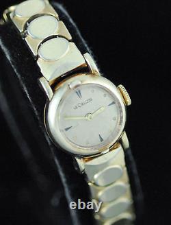 Montre-bracelet vintage Lecoultre pour dames à remontage manuel, boîtier fantaisie, attaches et bracelet.