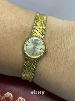 Montre bracelet vintage en or jaune 18 carats pour femme Jaeger LeCoultre antique