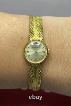 Montre bracelet vintage en or jaune 18 carats pour femme Jaeger LeCoultre antique