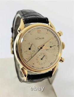 Montre chronographe LeCOULTRE vintage pour homme en or massif 18 carats, Voljoux 72 des années 1950, EXLNT RARE.