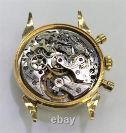 Montre chronographe LeCOULTRE vintage pour homme en or massif 18 carats, Voljoux 72 des années 1950, EXLNT RARE.