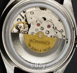Montre pour homme Jaeger Lecoultre Vintage à remontage automatique, cadran blanc et bracelet noir