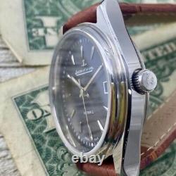 Montre pour homme Jaeger Lecoultre vintage à remontage automatique, boîtier en acier inoxydable et bracelet en cuir