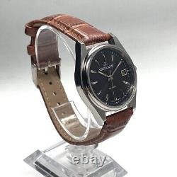 Montre pour homme vintage Jaeger Lecoultre à remontage automatique, boîtier en acier inoxydable et bracelet en cuir