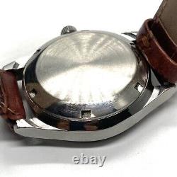 Montre pour homme vintage Jaeger Lecoultre à remontage automatique, boîtier en acier inoxydable et bracelet en cuir