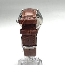 Montre pour homme vintage Jaeger Lecoultre à remontage automatique, boîtier en acier inoxydable et bracelet en cuir