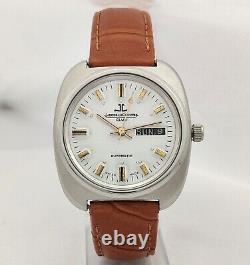 Rénové Jaeger Le Coultre Club Cadran Blanc Automatique Jour Date Hommes Wrist Watch