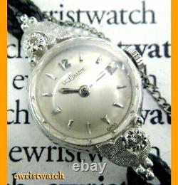 Vintage 50's Ladies Lecoultre Solide 14k Or Blanc Cadran Original Diamant Montre