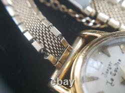 Vintage Jaeger Lecoultre Ladies Wristwatch 18k Solid Gold Case Works Look