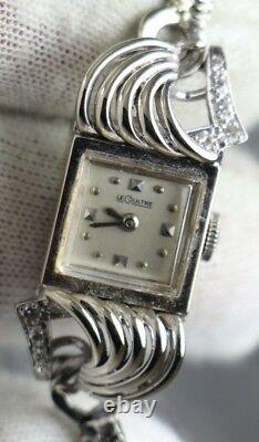 Vintage Lecoultre 18k Or Blanc Et Diamants Montre Dames Vers Les Années 1930