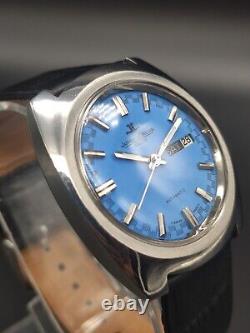 Vintage Swiss Jaeger Le Coultre Automatic Date Wrist Homme Montre-océan Cadran Bleu