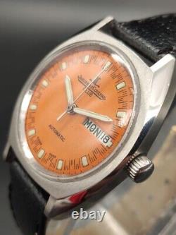 Vintage Swiss Jaeger Le Coultre Automatic Date Wrist Homme Montre-orange Cadran