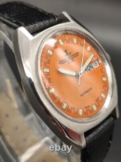Vintage Swiss Jaeger Le Coultre Automatic Date Wrist Homme Montre-orange Cadran